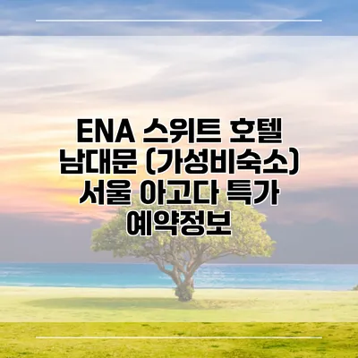 ENA 스위트 호텔 남대문 (가성비숙소) 서울 아고다 특가 예약정보