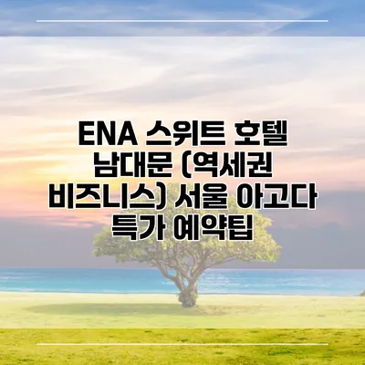 ENA 스위트 호텔 남대문 (역세권 비즈니스) 서울 아고다 특가 예약팁