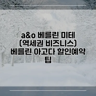 a&o 베를린 미테 (역세권 비즈니스) 베를린 아고다 할인예약 팁