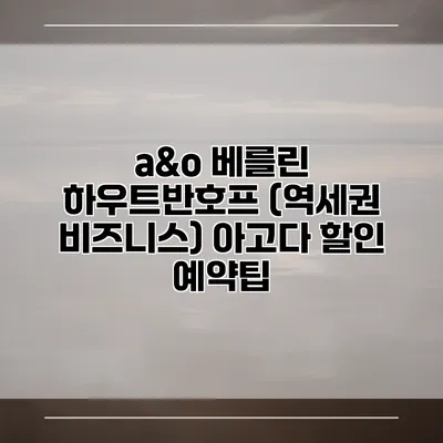a&o 베를린 하우트반호프 (역세권 비즈니스) 아고다 할인 예약팁