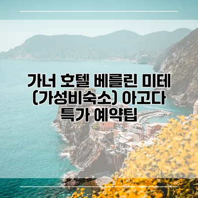 가너 호텔 베를린 미테 (가성비숙소) 아고다 특가 예약팁