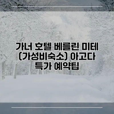 가너 호텔 베를린 미테 (가성비숙소) 아고다 특가 예약팁