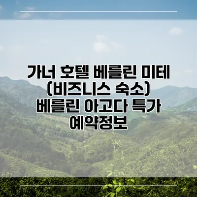 가너 호텔 베를린 미테 (비즈니스 숙소) 베를린 아고다 특가 예약정보