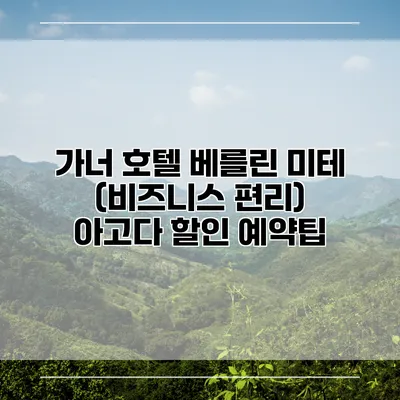 가너 호텔 베를린 미테 (비즈니스 편리) 아고다 할인 예약팁
