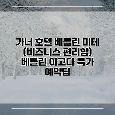 가너 호텔 베를린 미테 (비즈니스 편리함) 베를린 아고다 특가 예약팁