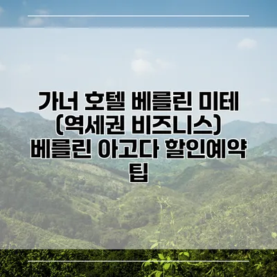 가너 호텔 베를린 미테 (역세권 비즈니스) 베를린 아고다 할인예약 팁