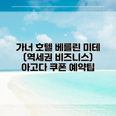 가너 호텔 베를린 미테 (역세권 비즈니스) 아고다 쿠폰 예약팁