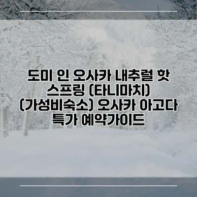 도미 인 오사카 내추럴 핫 스프링 (타니마치) (가성비숙소) 오사카 아고다 특가 예약가이드