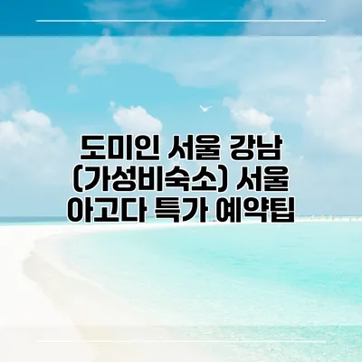 도미인 서울 강남 (가성비숙소) 서울 아고다 특가 예약팁
