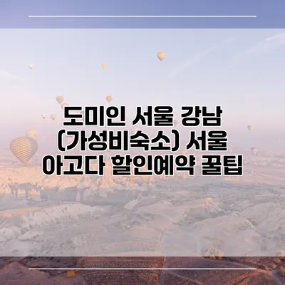 도미인 서울 강남 (가성비숙소) 서울 아고다 할인예약 꿀팁
