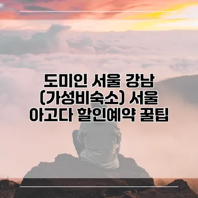 도미인 서울 강남 (가성비숙소) 서울 아고다 할인예약 꿀팁