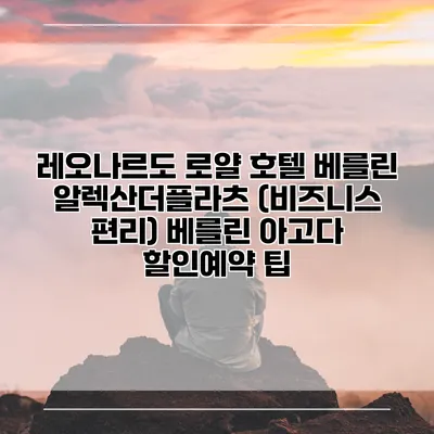 레오나르도 로얄 호텔 베를린 알렉산더플라츠 (비즈니스 편리) 베를린 아고다 할인예약 팁