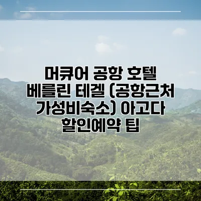 머큐어 공항 호텔 베를린 테겔 (공항근처 가성비숙소) 아고다 할인예약 팁