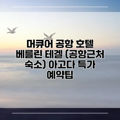 머큐어 공항 호텔 베를린 테겔 (공항근처 숙소) 아고다 특가 예약팁