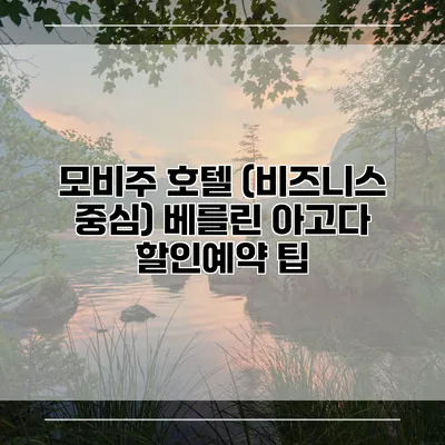 모비주 호텔 (비즈니스 중심) 베를린 아고다 할인예약 팁
