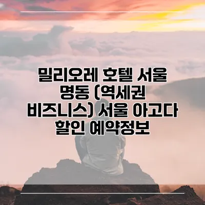 밀리오레 호텔 서울 명동 (역세권 비즈니스) 서울 아고다 할인 예약정보