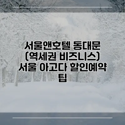 서울앤호텔 동대문 (역세권 비즈니스) 서울 아고다 할인예약 팁