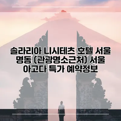 솔라리아 니시테츠 호텔 서울 명동 (관광명소근처) 서울 아고다 특가 예약정보