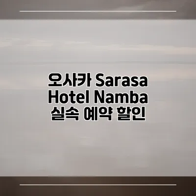 오사카 Sarasa Hotel Namba 실속 예약 할인