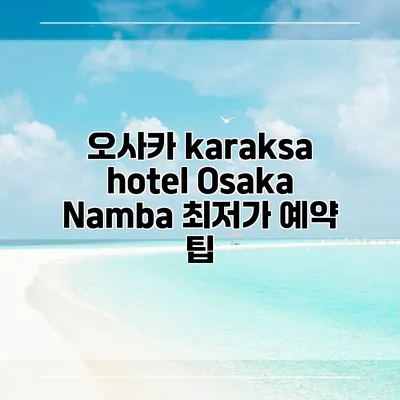 오사카 karaksa hotel Osaka Namba 최저가 예약 팁
