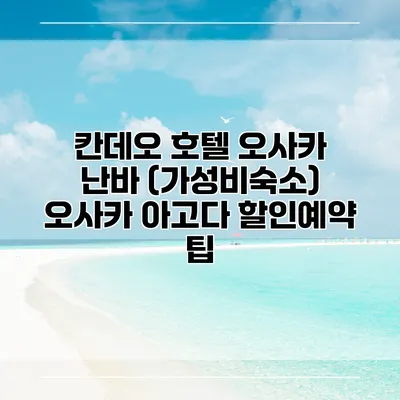 칸데오 호텔 오사카 난바 (가성비숙소) 오사카 아고다 할인예약 팁