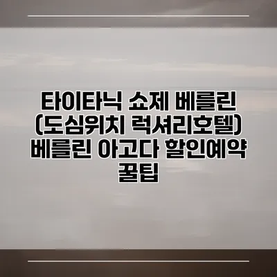 타이타닉 쇼제 베를린 (도심위치 럭셔리호텔) 베를린 아고다 할인예약 꿀팁