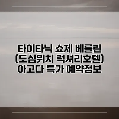 타이타닉 쇼제 베를린 (도심위치 럭셔리호텔) 아고다 특가 예약정보