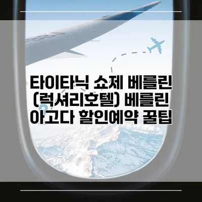 타이타닉 쇼제 베를린 (럭셔리호텔) 베를린 아고다 할인예약 꿀팁
