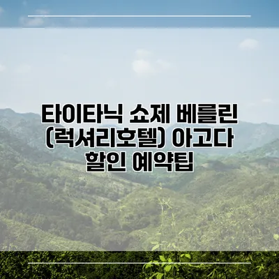 타이타닉 쇼제 베를린 (럭셔리호텔) 아고다 할인 예약팁