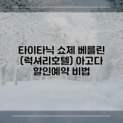 타이타닉 쇼제 베를린 (럭셔리호텔) 아고다 할인예약 비법