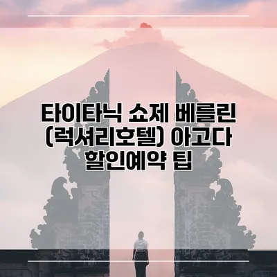타이타닉 쇼제 베를린 (럭셔리호텔) 아고다 할인예약 팁