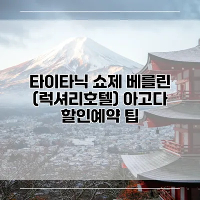 타이타닉 쇼제 베를린 (럭셔리호텔) 아고다 할인예약 팁