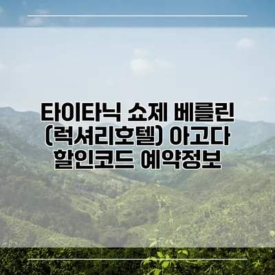 타이타닉 쇼제 베를린 (럭셔리호텔) 아고다 할인코드 예약정보