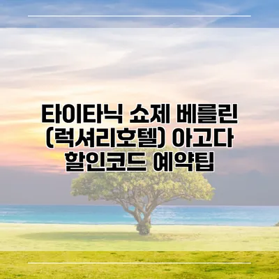 타이타닉 쇼제 베를린 (럭셔리호텔) 아고다 할인코드 예약팁
