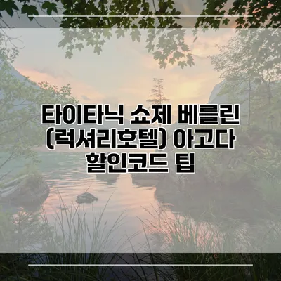 타이타닉 쇼제 베를린 (럭셔리호텔) 아고다 할인코드 팁