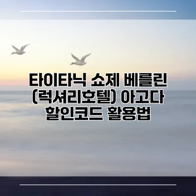 타이타닉 쇼제 베를린 (럭셔리호텔) 아고다 할인코드 활용법
