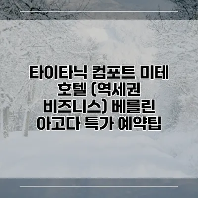 타이타닉 컴포트 미테 호텔 (역세권 비즈니스) 베를린 아고다 특가 예약팁