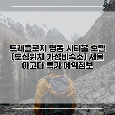트레블로지 명동 시티홀 호텔 (도심위치 가성비숙소) 서울 아고다 특가 예약정보