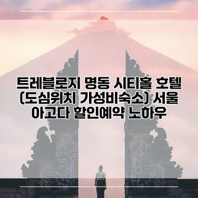 트레블로지 명동 시티홀 호텔 (도심위치 가성비숙소) 서울 아고다 할인예약 노하우