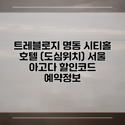 트레블로지 명동 시티홀 호텔 (도심위치) 서울 아고다 할인코드 예약정보