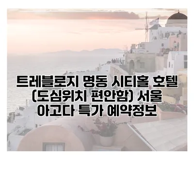 트레블로지 명동 시티홀 호텔 (도심위치 편안함) 서울 아고다 특가 예약정보