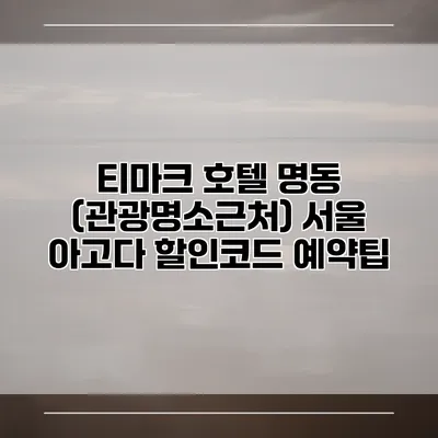 티마크 호텔 명동 (관광명소근처) 서울 아고다 할인코드 예약팁