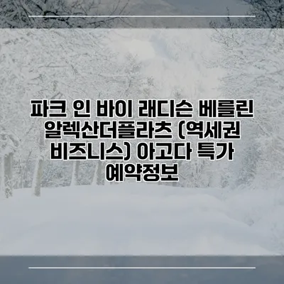 파크 인 바이 래디슨 베를린 알렉산더플라츠 (역세권 비즈니스) 아고다 특가 예약정보