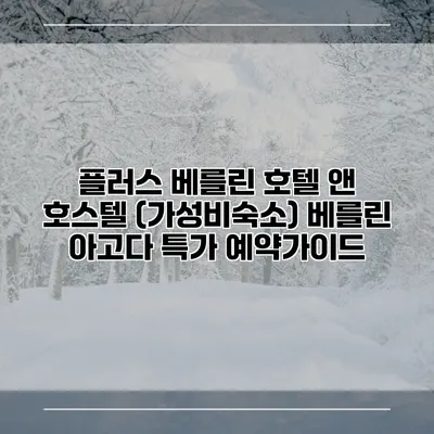 플러스 베를린 호텔 앤 호스텔 (가성비숙소) 베를린 아고다 특가 예약가이드