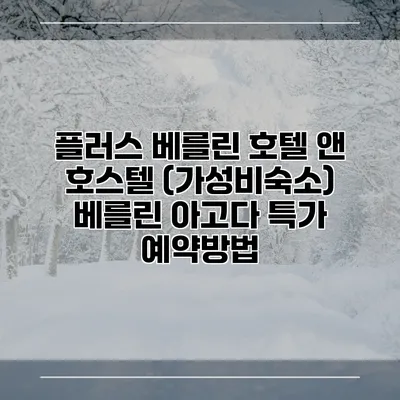 플러스 베를린 호텔 앤 호스텔 (가성비숙소) 베를린 아고다 특가 예약방법