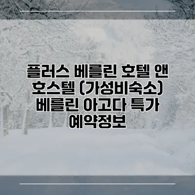 플러스 베를린 호텔 앤 호스텔 (가성비숙소) 베를린 아고다 특가 예약정보