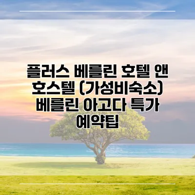 플러스 베를린 호텔 앤 호스텔 (가성비숙소) 베를린 아고다 특가 예약팁