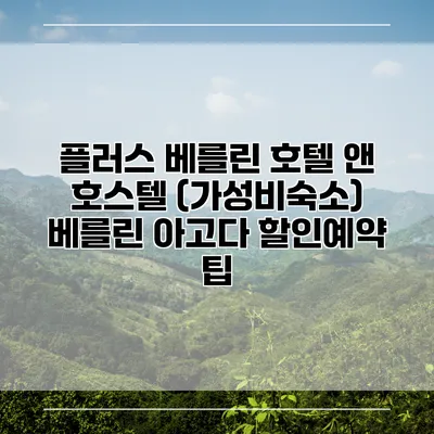 플러스 베를린 호텔 앤 호스텔 (가성비숙소) 베를린 아고다 할인예약 팁