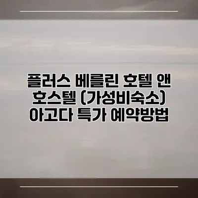 플러스 베를린 호텔 앤 호스텔 (가성비숙소) 아고다 특가 예약방법