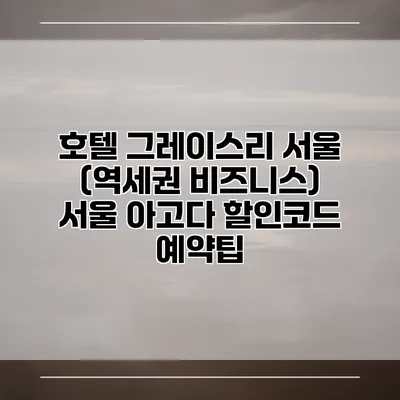 호텔 그레이스리 서울 (역세권 비즈니스) 서울 아고다 할인코드 예약팁